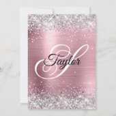 Invitation Pailleté Argent Rose Pâle Monogramme 30e Anniversa (Dos)