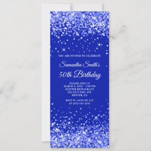 Invitation Pailleté Bleu Royal 50e Anniversaire