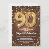 Invitation Pailleté d'Or Rustique pour les 90 ans (Devant)