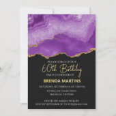 Invitation Pailleté d'Or Violet Aquarelle (Devant)