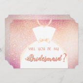 Invitation Pailleté Élégant Bokeh, Robe de Mariée Demoiselle (Devant / Derrière)