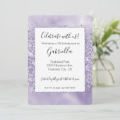 Invitation Pailleté Glitzy Violet (Debout devant)