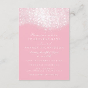 Invitation Pailleté Gris Argent Blanc Rose Pâte Blanc Élégant