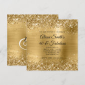 Invitation Pailleté Monogramme Or Feuille 40 & Fabuleux (Devant / Derrière)