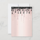 Invitation Pailleté Noir Gouttes de Rose Mariage Réception Bl (Dos)