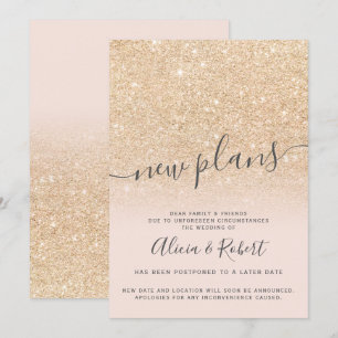 Invitation Pailleté or chic rose report de nouveaux projets