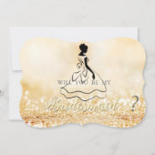 Invitation Pailleté or élégant Bokeh, Demoiselle d'honneur si (Devant)