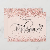 Invitation pailleté or rose moderne sera-t-il ma demoiselle d (Devant / Derrière)