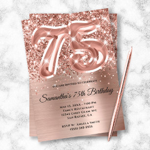 Invitation Pailleté Rose Gold Glam 75e Anniversaire