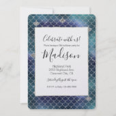 Invitation Pailleté Sirène Bleu Aqua Argenté (Devant)