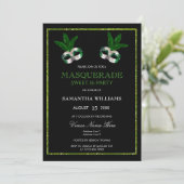 Invitation Pailleté Vert Glitzy Mascarade Douce 16 (Debout devant)