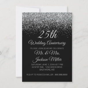Invitation pailletée argent pour les 25 ans de mar