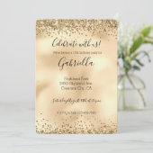 Invitation pailletée dorée avec confettis scintill (Debout devant)