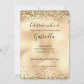 Invitation pailletée dorée avec confettis scintill (Devant)