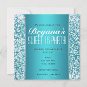 Invitation Pailletée Fête Bleu Aqua (Dos)