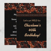 Invitation Pailletée Glamour Léopard Guépard (Devant / Derrière)