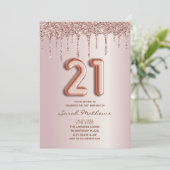 Invitation pailletée or rose pour 21e anniversaire (Debout devant)