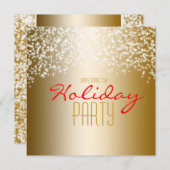 Invitation pailletée pour fête de vacances dorée (Devant / Derrière)