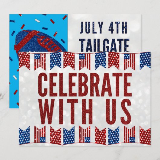 Invitation pailletée pour la fête de la tailgate d (Devant / Derrière)