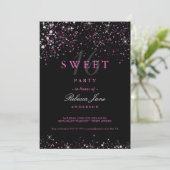 Invitation pailletée Sweet 16 Black Pink (Debout devant)