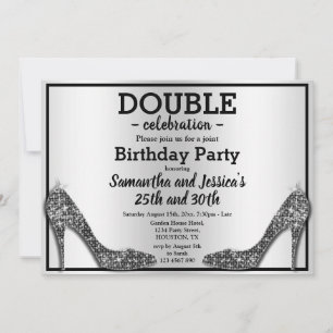 Invitation Pailletés scintillants Black Stilettos Double Anni