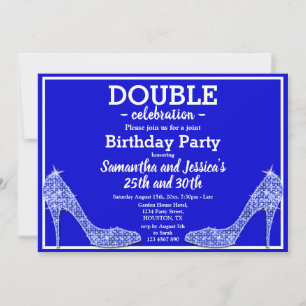 Invitation Pailletés scintillants Escarpins bleus Double Anni