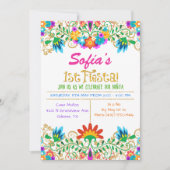 Invitation Paillette Florale pour Premier Annivers (Devant)