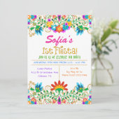 Invitation Paillette Florale pour Premier Annivers (Debout devant)