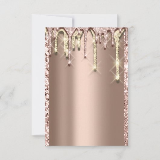 Invitation Paillettes 3D Drips Rose Mariage Douce 16e Brillan (Dos)