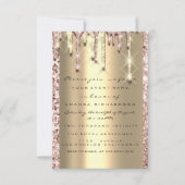 Invitation Paillettes 3D Drips Rose Mariage Douce 16e Or (Devant)