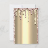 Invitation Paillettes 3D Drips Rose Mariage Douce 16e Or (Dos)