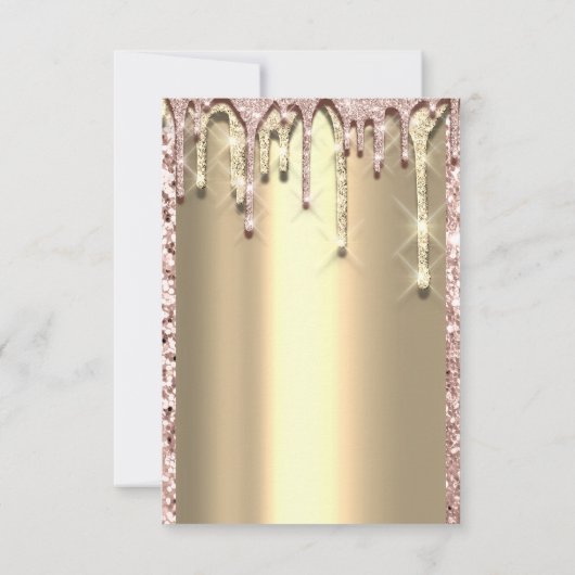 Invitation Paillettes 3D Drips Rose Mariage Douce 16e Or (Dos)