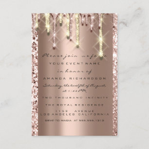 Invitation Paillettes 3D Gouttes Rose Mariage Douce 16e Brill