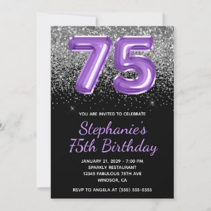 Invitation Paillettes Argent Violet Royal Noir Numéro 75