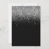Invitation Paillettes Argentées Chrome Noir Sweet 16 (Dos)