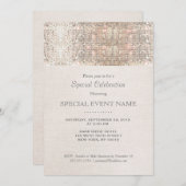 Invitation Paillettes argentées élégantes fausses Aspect lin  (Devant / Derrière)