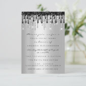 Invitation Paillettes argentées noires de goutte de mariage 1 (Debout devant)