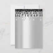 Invitation Paillettes argentées noires de goutte de mariage 1 (Dos)