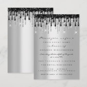 Invitation Paillettes argentées noires de goutte de mariage 1 (Devant / Derrière)