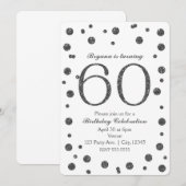 Invitation Paillettes Argentées Points 60ème 60 Anniversaire (Devant / Derrière)