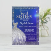 Invitation Paillettes argentées, robe bleu doux 16 ans (Debout devant)