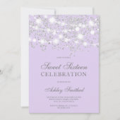 Invitation Paillettes argentées scintillent rose doux seize a (Devant)