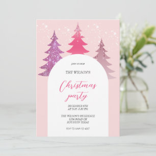 Invitation Paillettes artistiques rose Noël