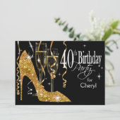 Invitation Paillettes Chaussures Stiletto Champagne 40e Anniv (Debout devant)