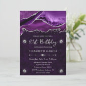 Invitation Paillettes d'agate violettes et argentées pour 21e (Debout devant)
