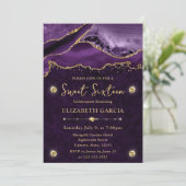Invitation Paillettes d'agate violettes et dorées pour un Swe (Debout devant)