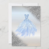 Invitation Paillettes d'argent Bokeh, Robe bleue argentée Swe (Dos)