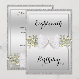 Invitation Paillettes d'argent et pierres précieuses florales