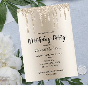 Invitation Paillettes de champagne goutte à goutte glamour te