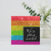 Invitation Paillettes de couleur arc-en-ciel moderne élégant (Debout devant)